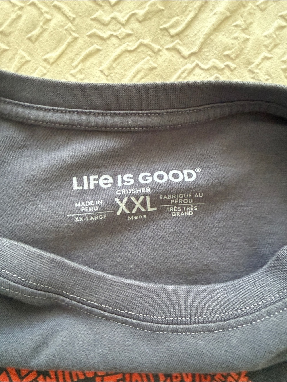 Life Is Good Men's Gray Grinch Graphic Tee with Red Hat and Yellow Face - Picture 2 of 4